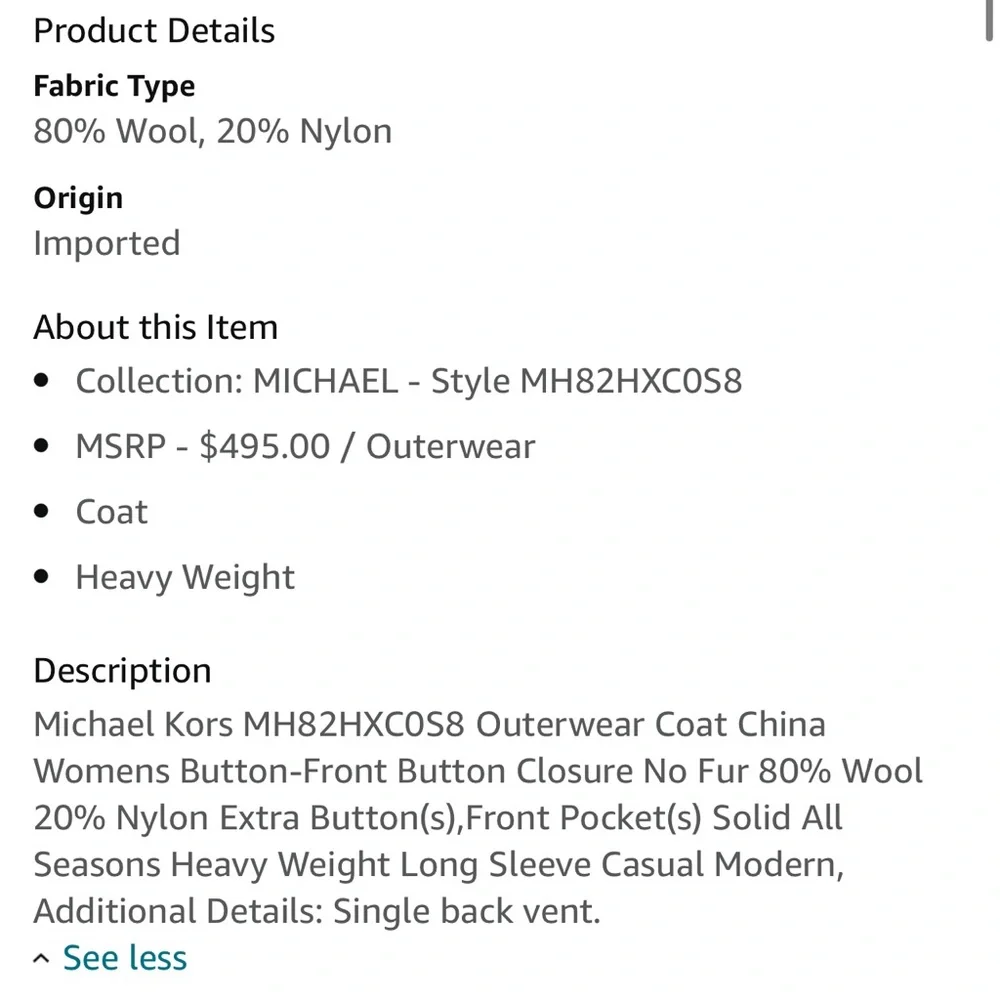 MICHAEL Michael Kors Black Studded Lapel Wool Elegant Coat